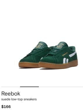 REEBOK Green Suede Sneakers with White Stripes
